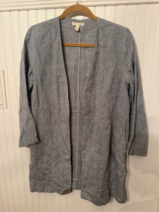 Eileen Fisher Jackets & Blazers - Eileen Fisher 100% Linen Chambray Open Front Jacket PP
